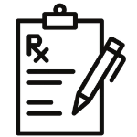 Icon of a prescription form and pen