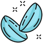 Icon of pair of contact lenses blue on transparent background