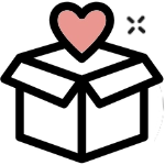 Icon of online order being opened with heart