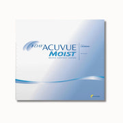 1-day Acuvue Moist box of contact lenses on white background