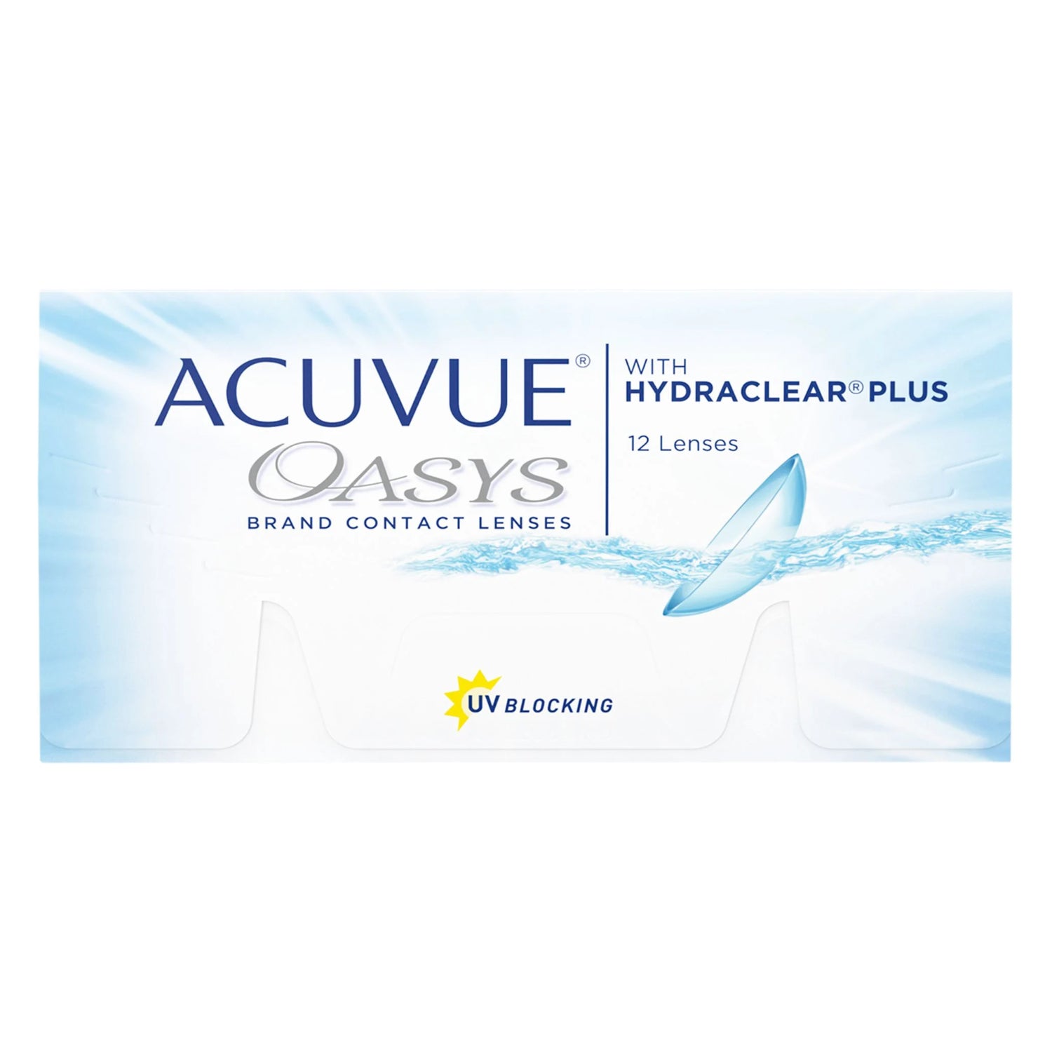 Acuvue Oasys contact lenses packaging with a blue and white design.