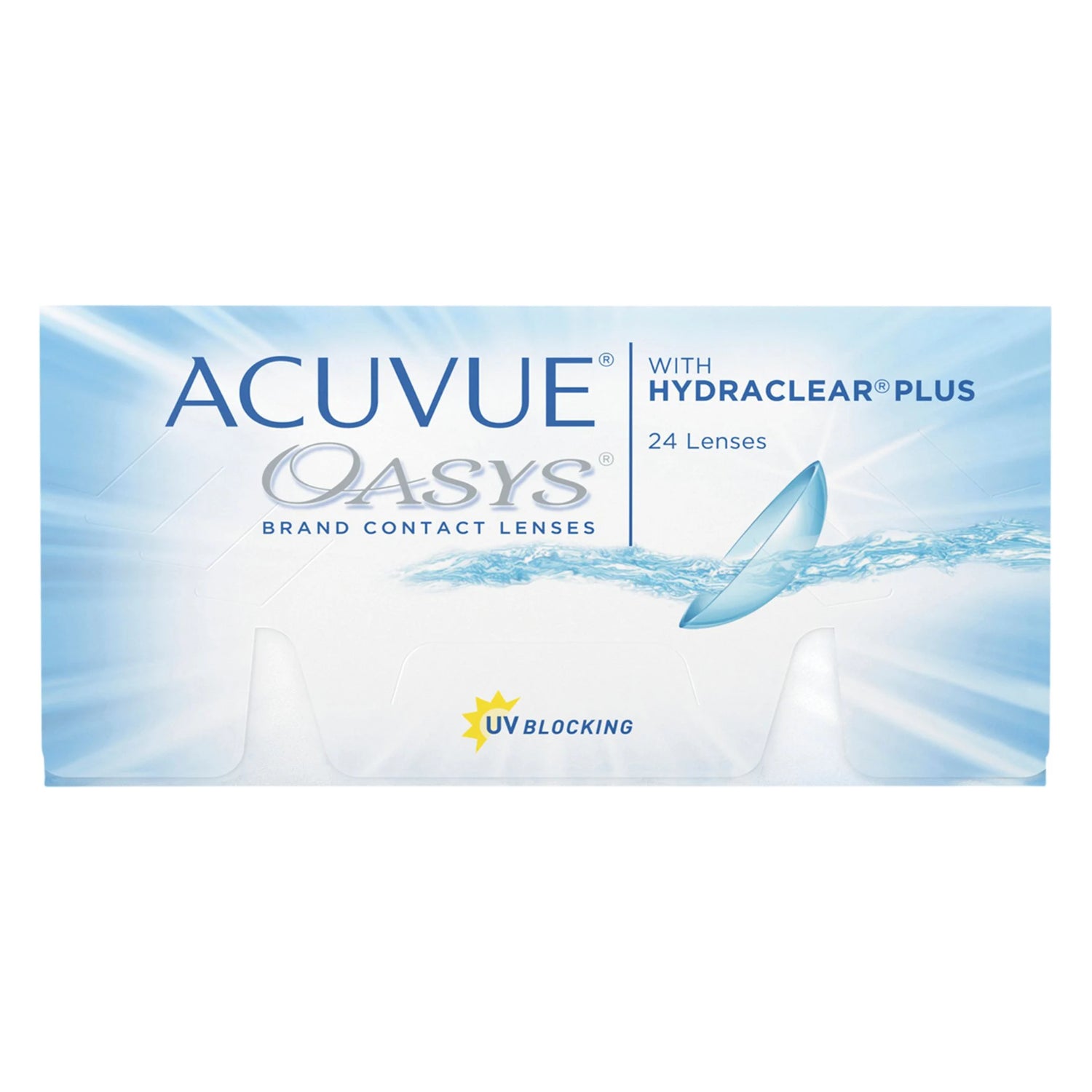 Acuvue Oasys 24 pack contact lenses packaging with blue wave design on a white background