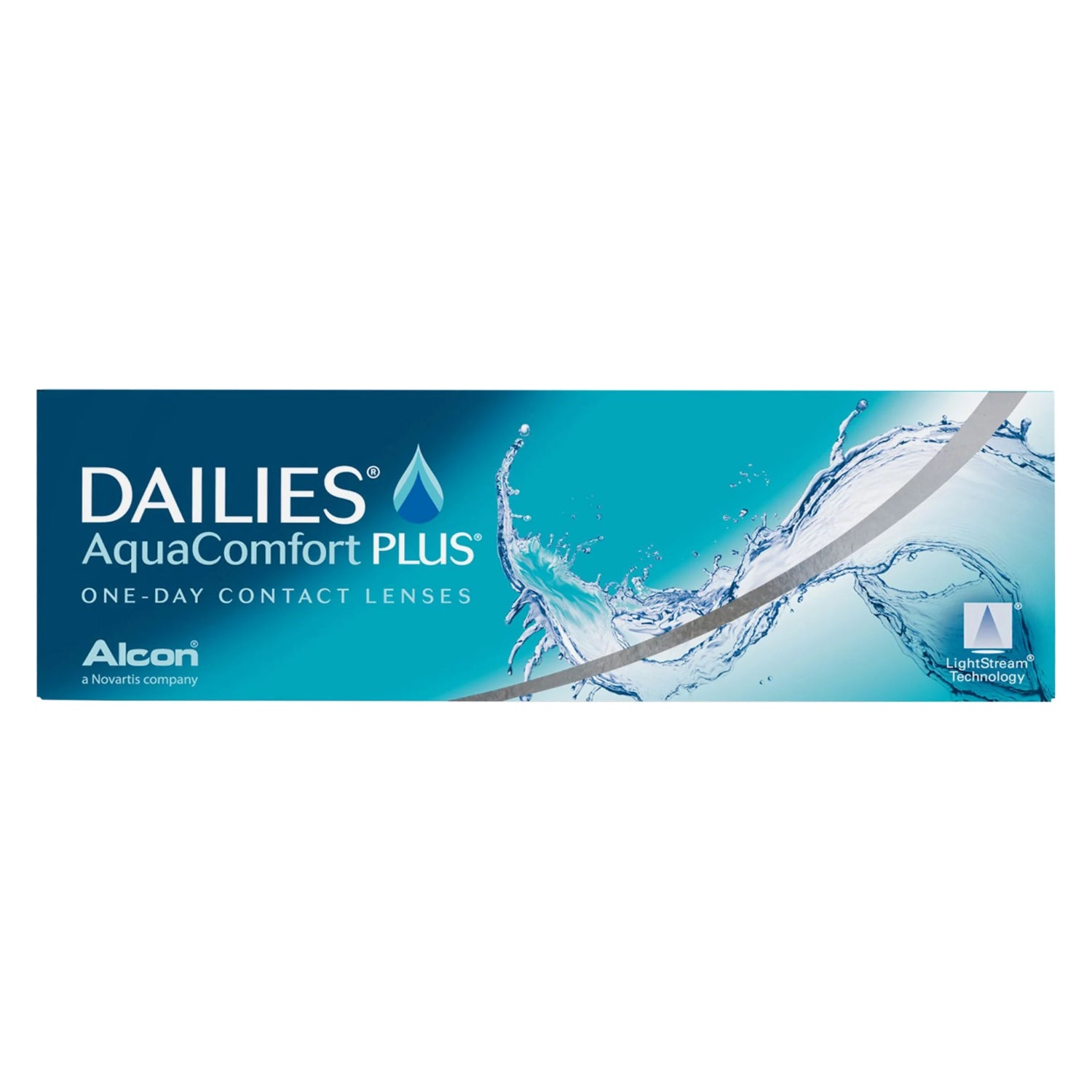 30 pack Alcon Dailies AquaComfort Plus contact lens box on white background