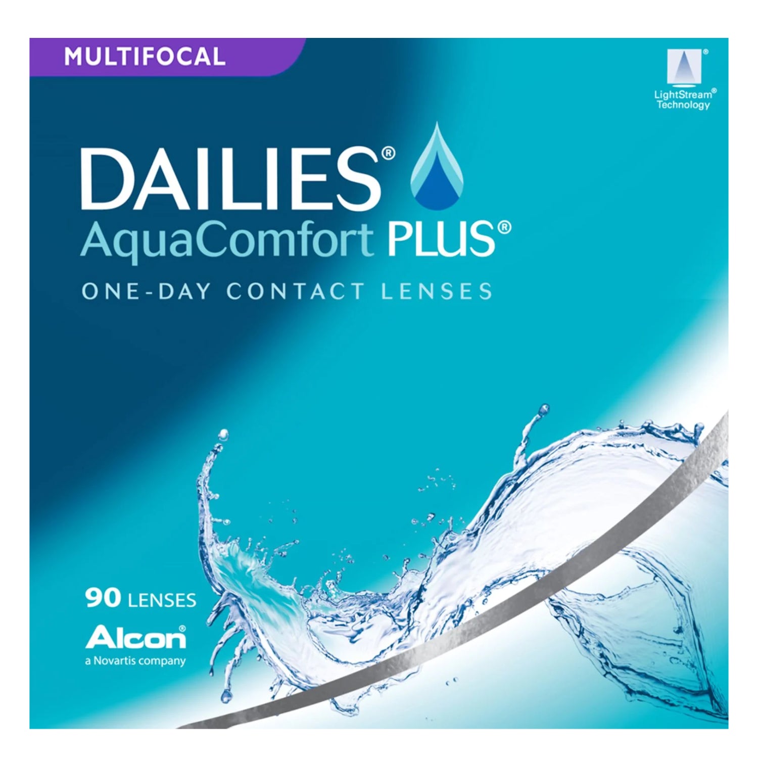 Dailies AquaComfort Plus box of contacts on white background