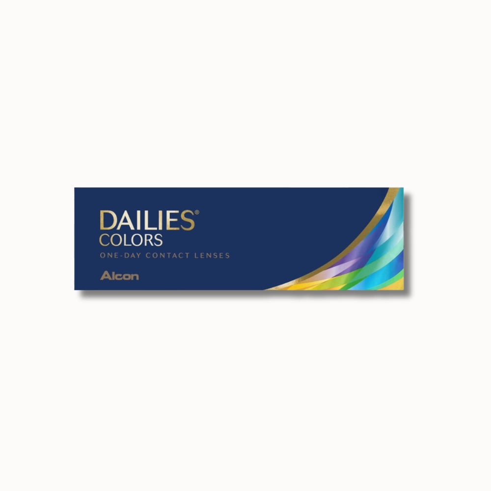 30 pack Alcon Dailies colors contact lenses box on white background