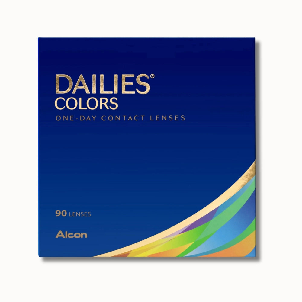 Alcon Dailies colors contact lenses box on white background