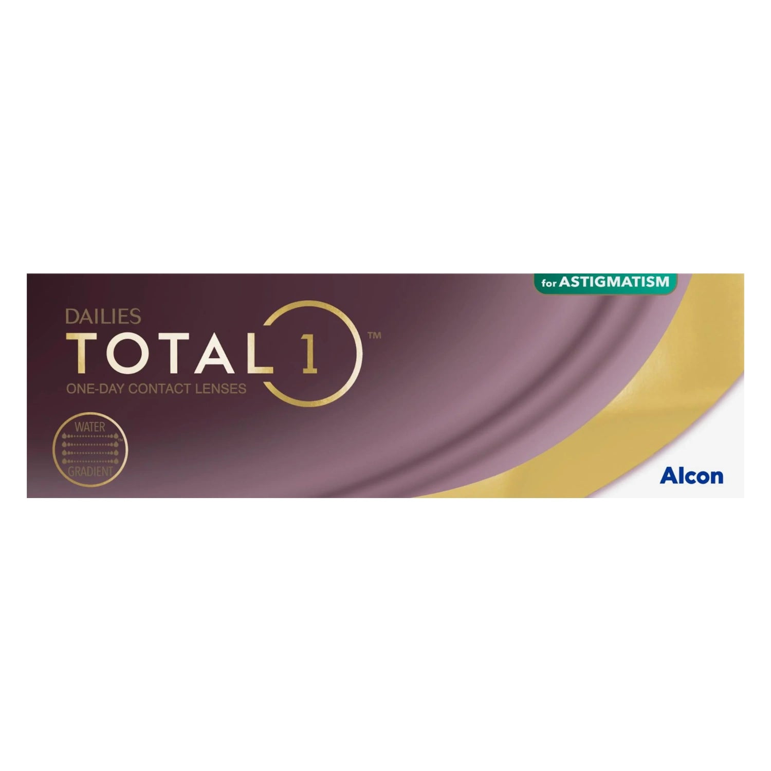 Alcon's Dailies Total 1 for Astigmatism contacts box on white background