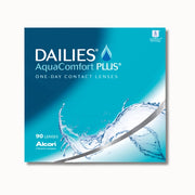 Alcon Dailies AquaComfort Plus contact lens box on white background