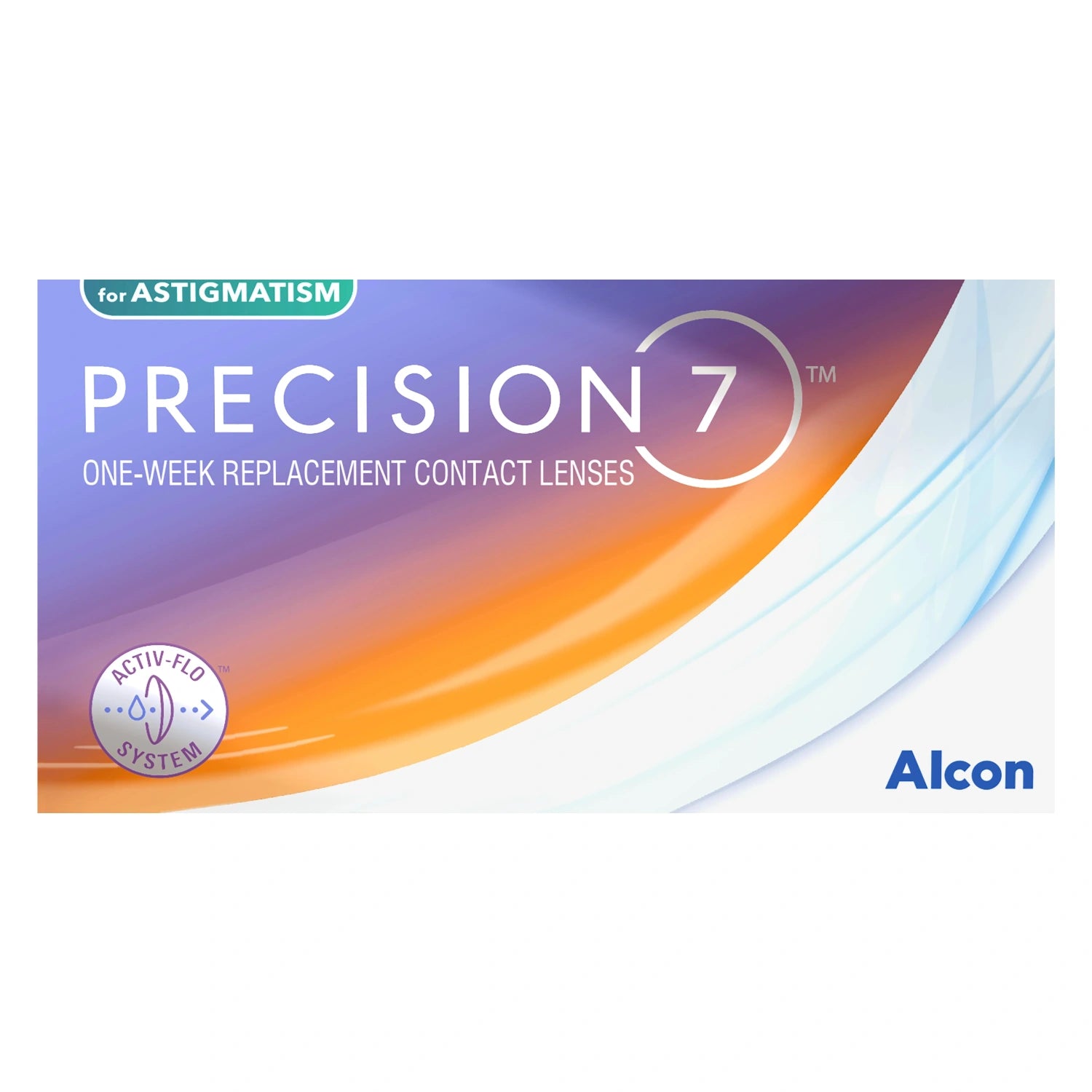 Alcon Precision7 for Astigmatism toric contact lenses box on white background