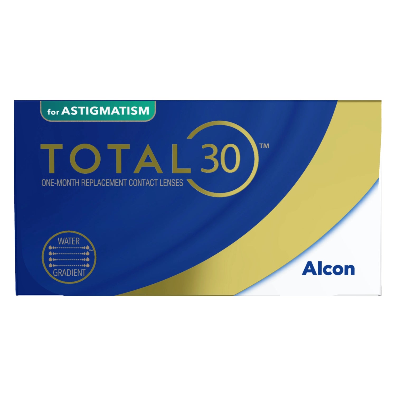 Alcon Total 30 for Astigmatism contact lenses packaging on a white background