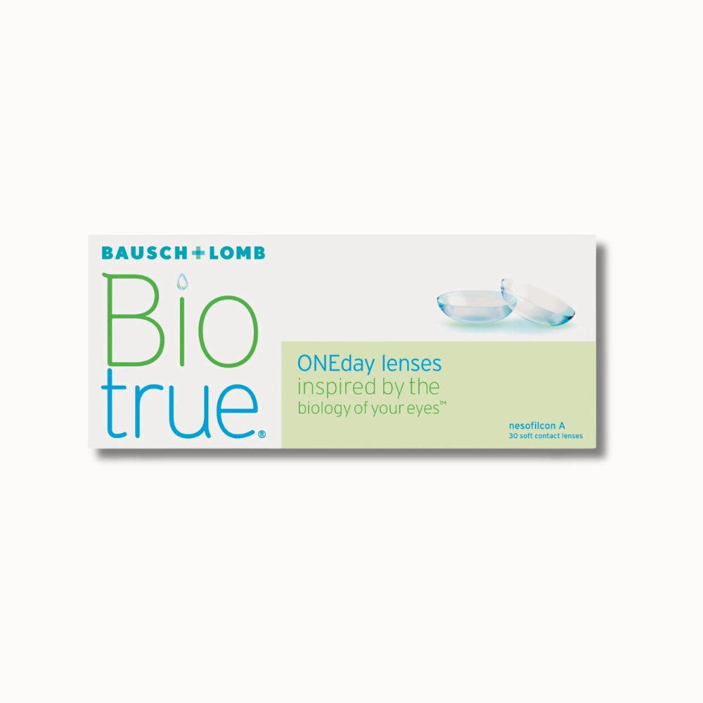 Bausch & Lomb Biotrue ONEday contact lenses packaging on a white background