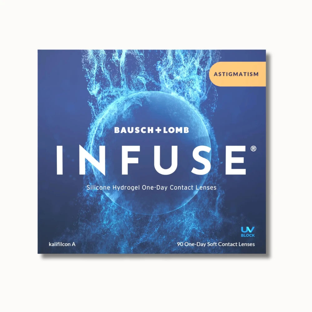 Bausch + Lomb Infuse for astigmatism contact lenses packaging on a white background