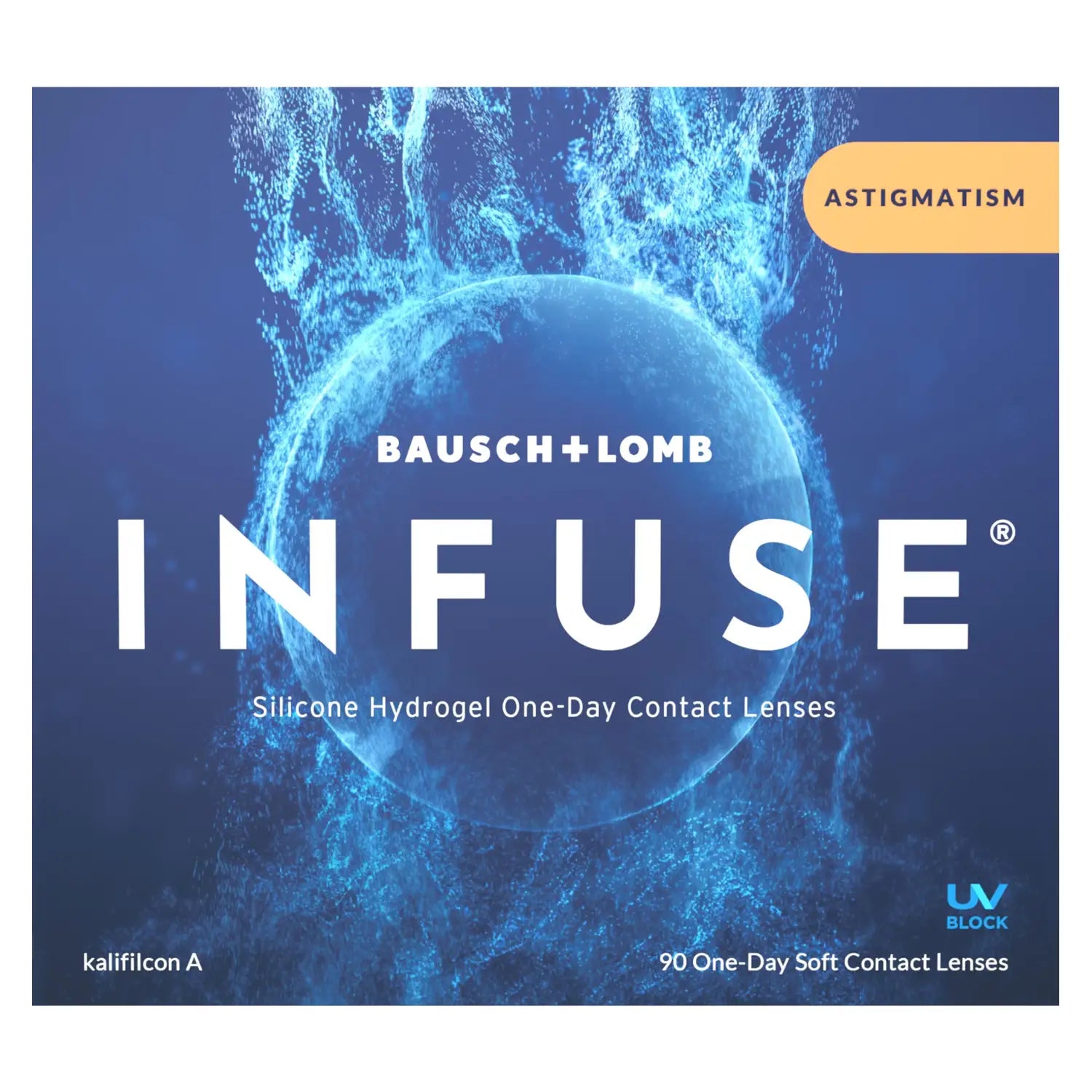 Bausch + Lomb Infuse for astigmatism contact lenses packaging on a white background