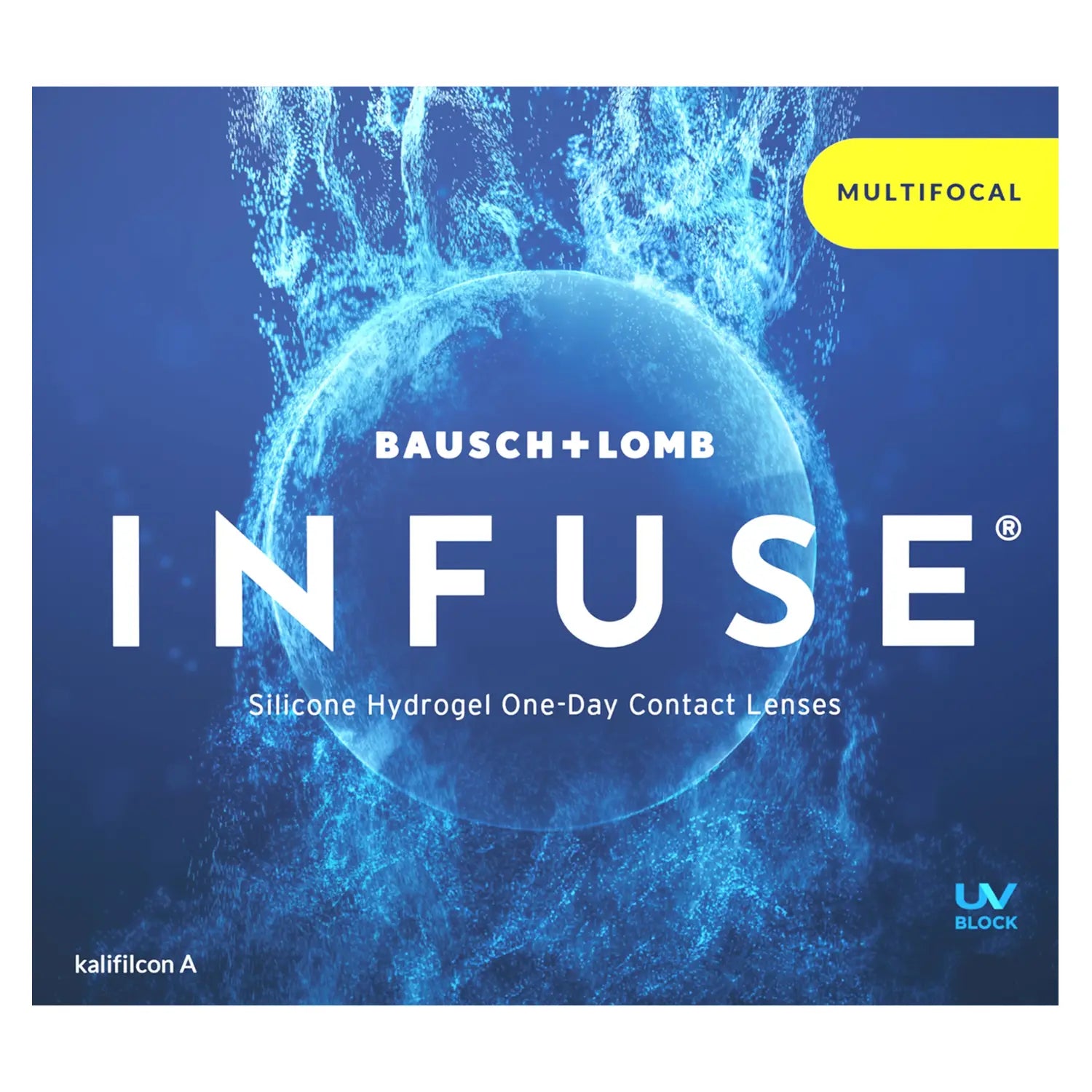 Bausch + Lomb Infuse multifocal contact lenses packaging on a white background