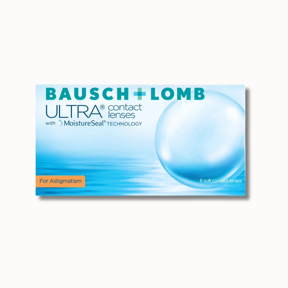 Bausch & Lomb Ultra for astigmatism contact lenses box on a white background