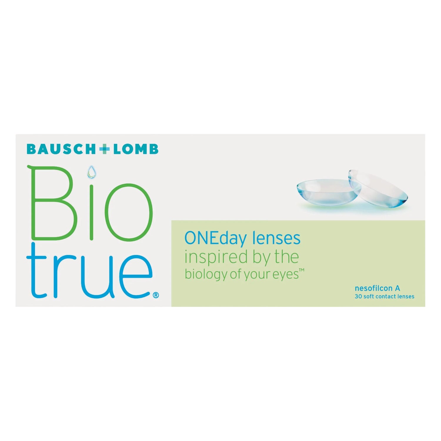 Bausch & Lomb Biotrue ONEday contact lenses packaging on a white background