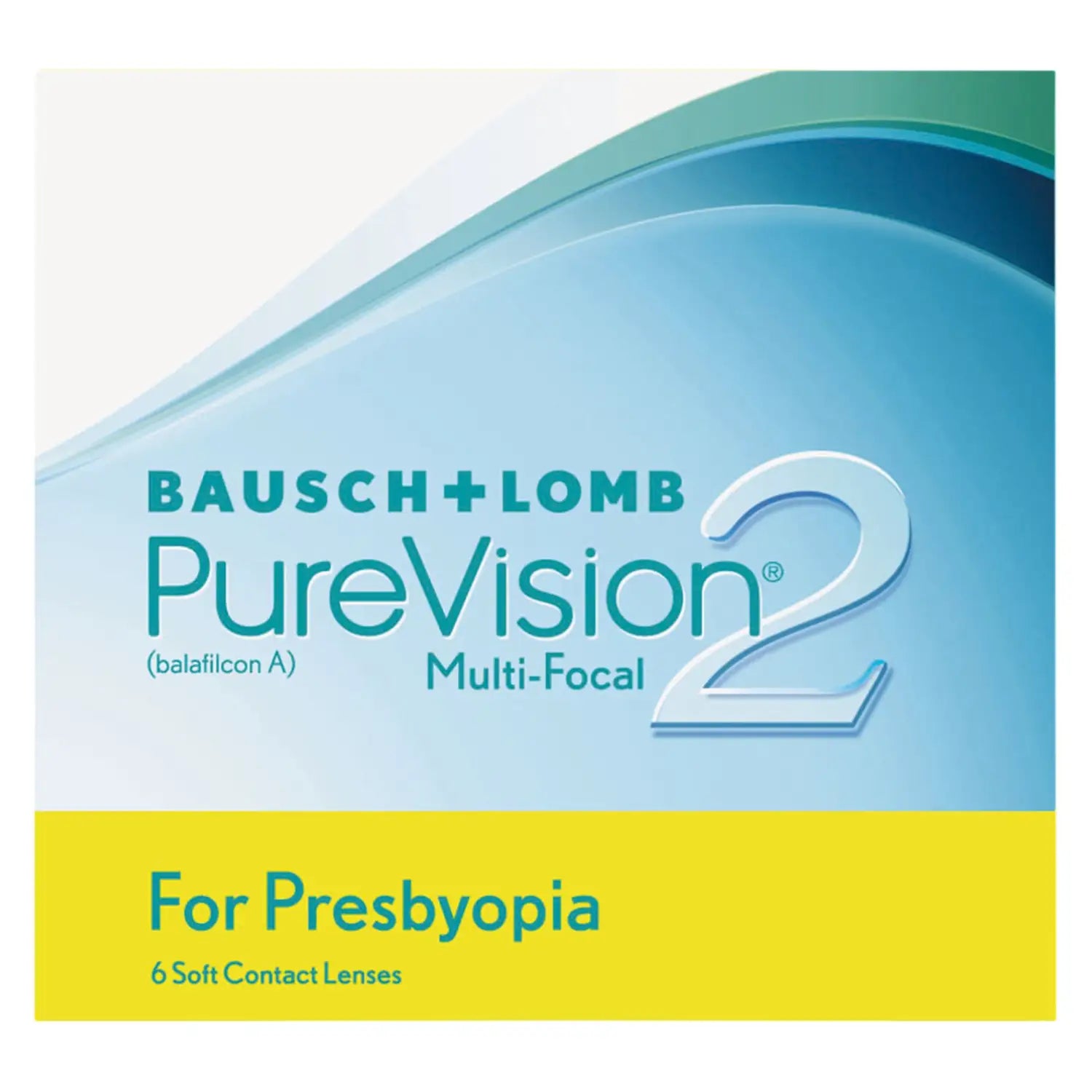 Bausch & Lomb PureVision 2 Multi-Focal contact lenses packaging for presbyopia on a white background