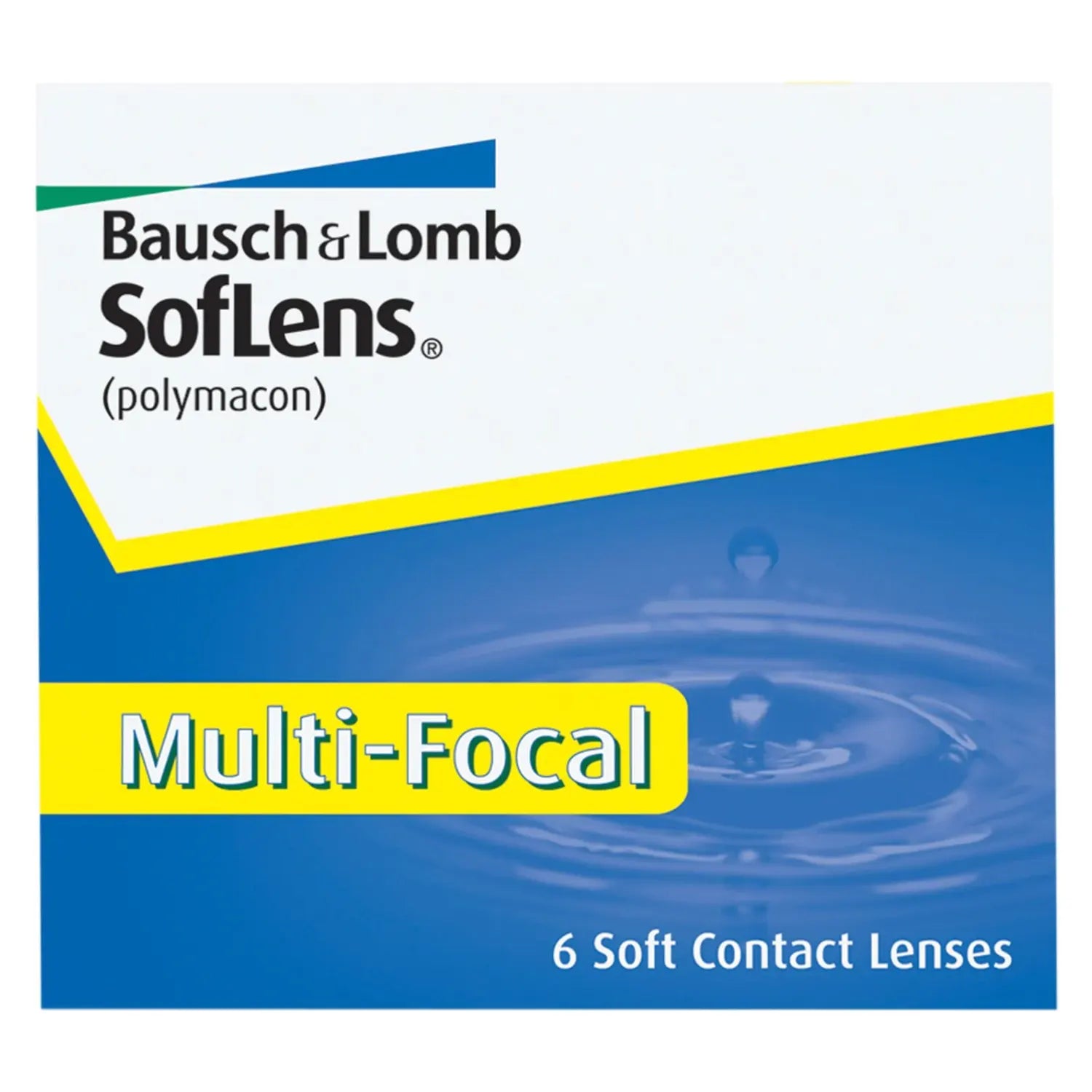 Bausch+Lomb Soflens Multifocal for presbyopia box of contact lenses on a white background