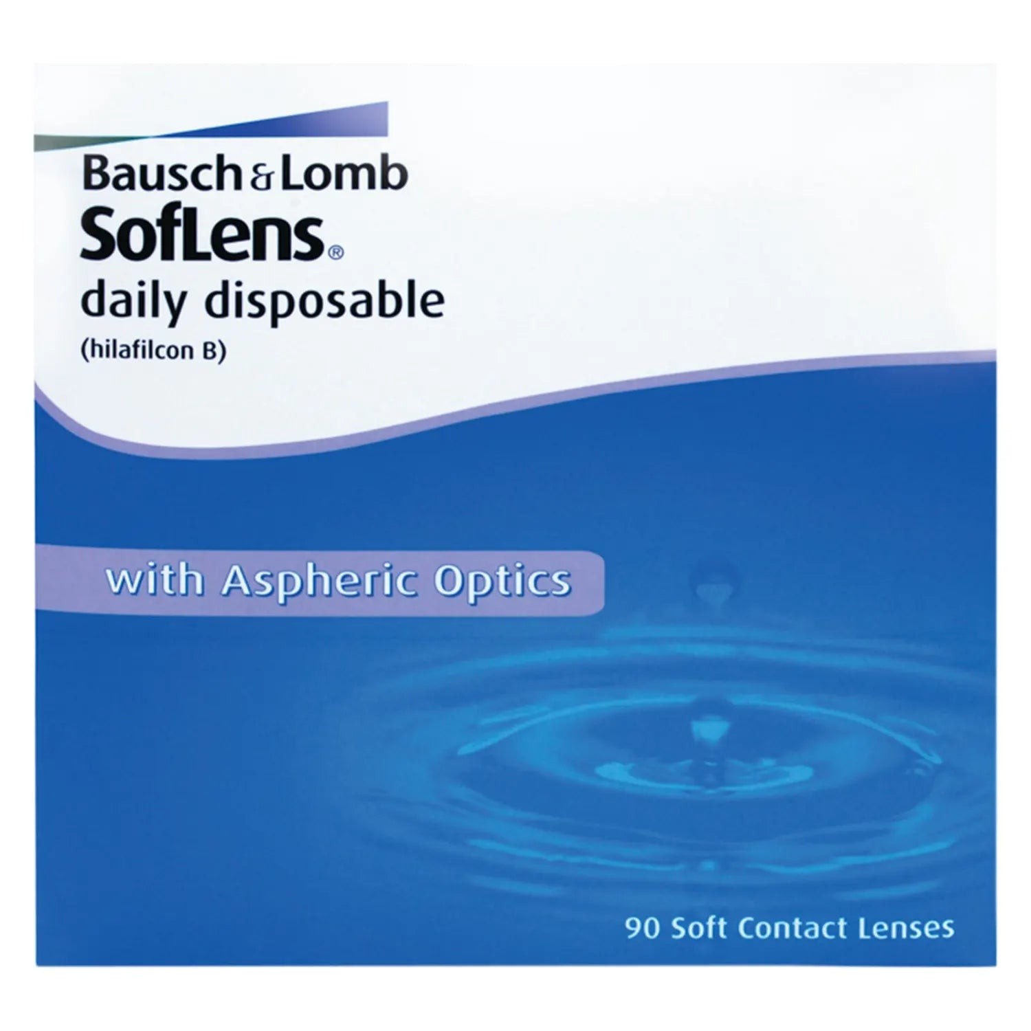 Bausch & Lomb SofLens contact lenses packaging with blue water droplet design