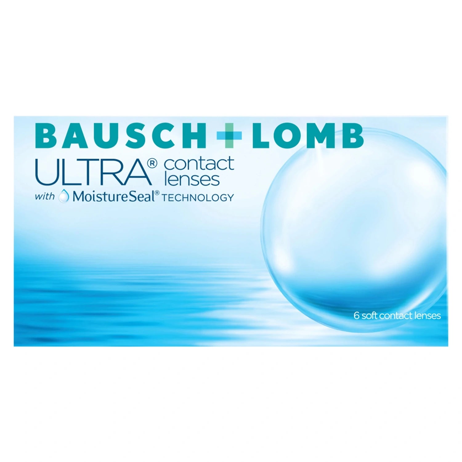 Bausch & Lomb Ultra contact lenses packaging with a blue gradient background