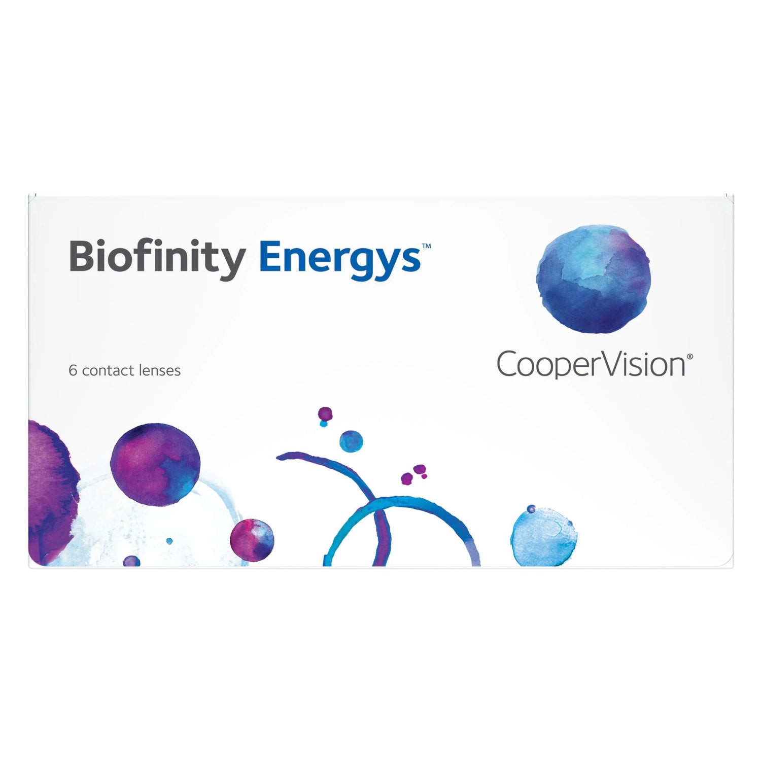 Biofinity Energys contact lenses packaging with CooperVision logo