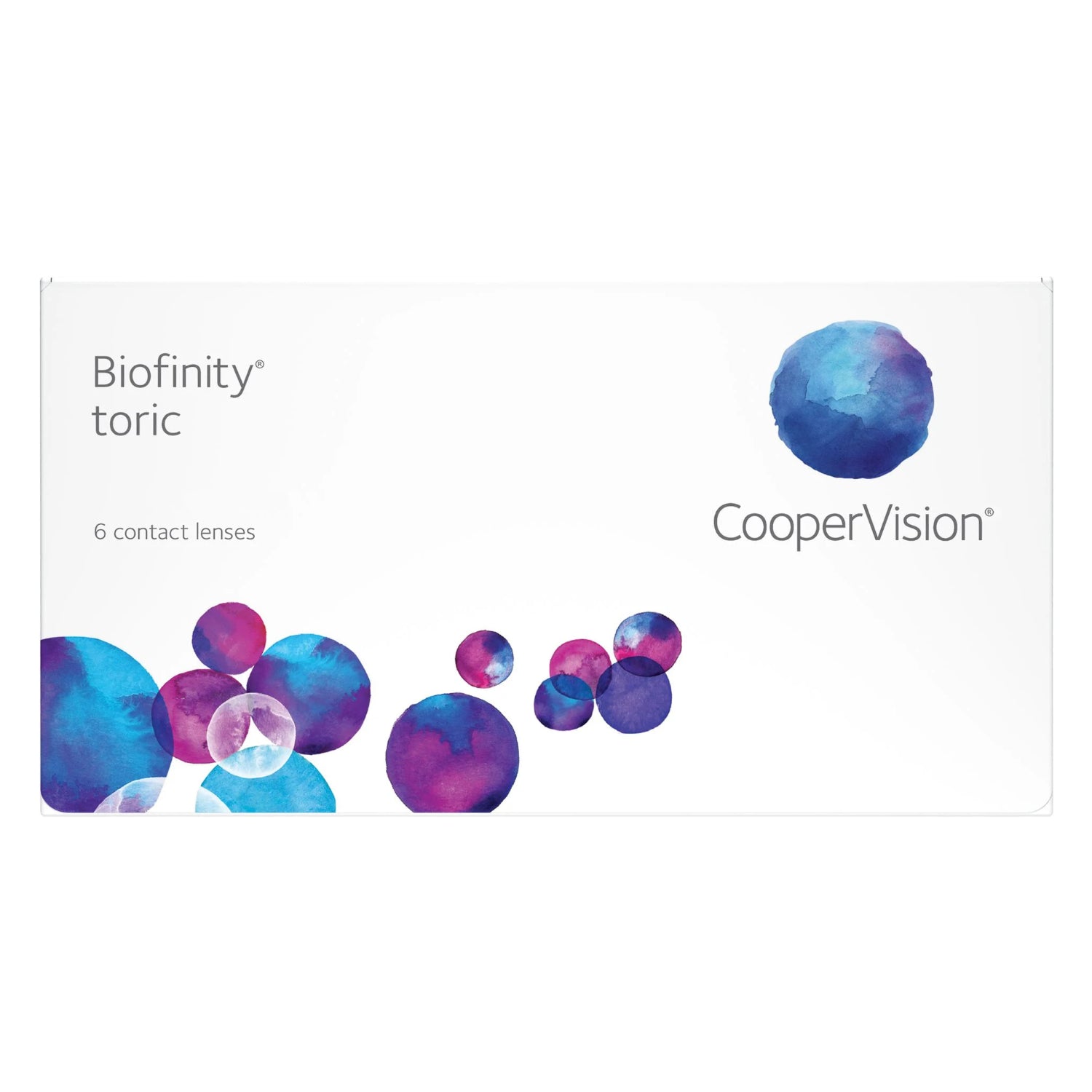 CooperVision Biofinity toric contact lenses packaging on a white background