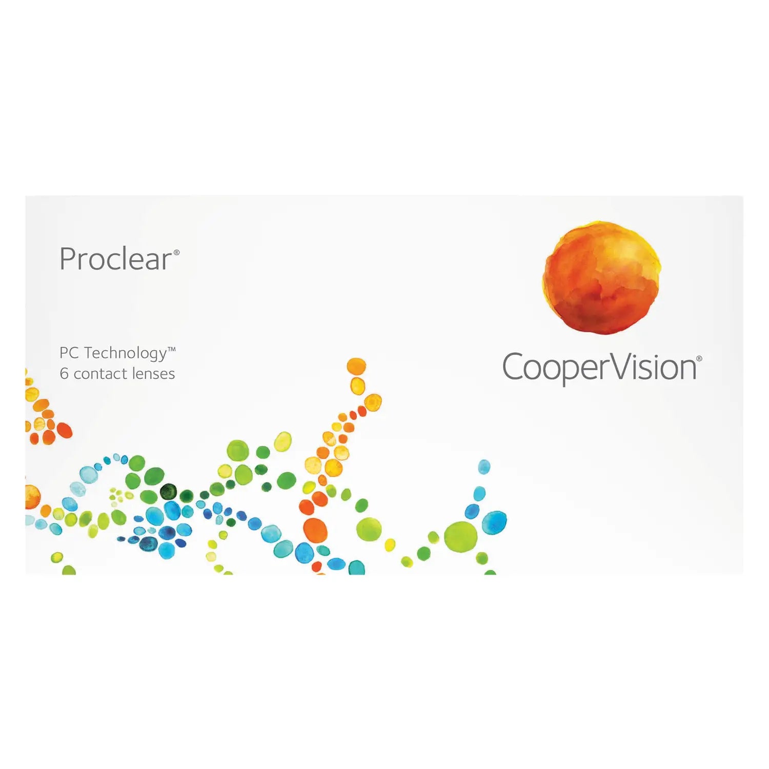 CooperVision Proclear contact lenses packaging with colorful design and logo.