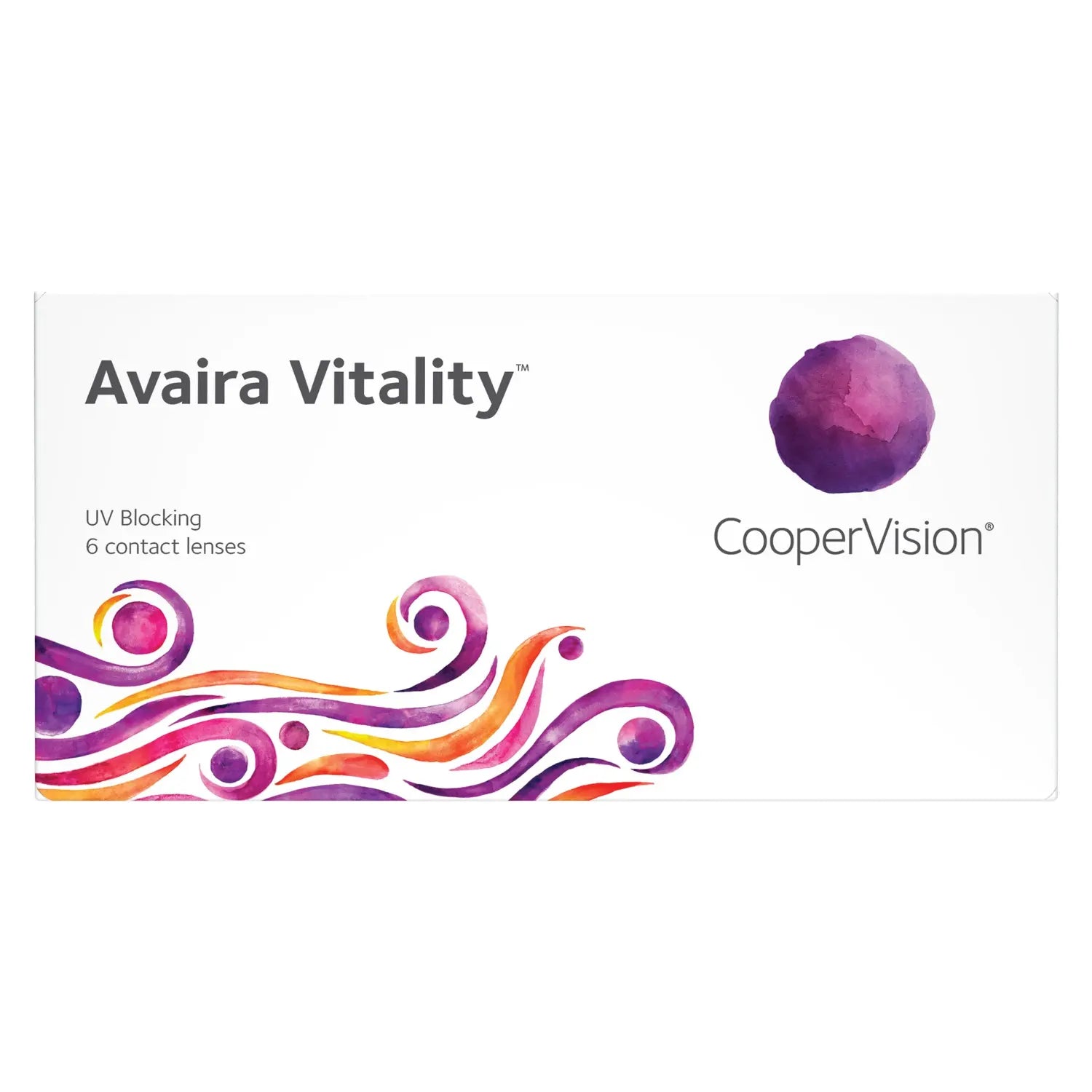 Avaira Vitality contact lenses packaging with CooperVision logo on a white background