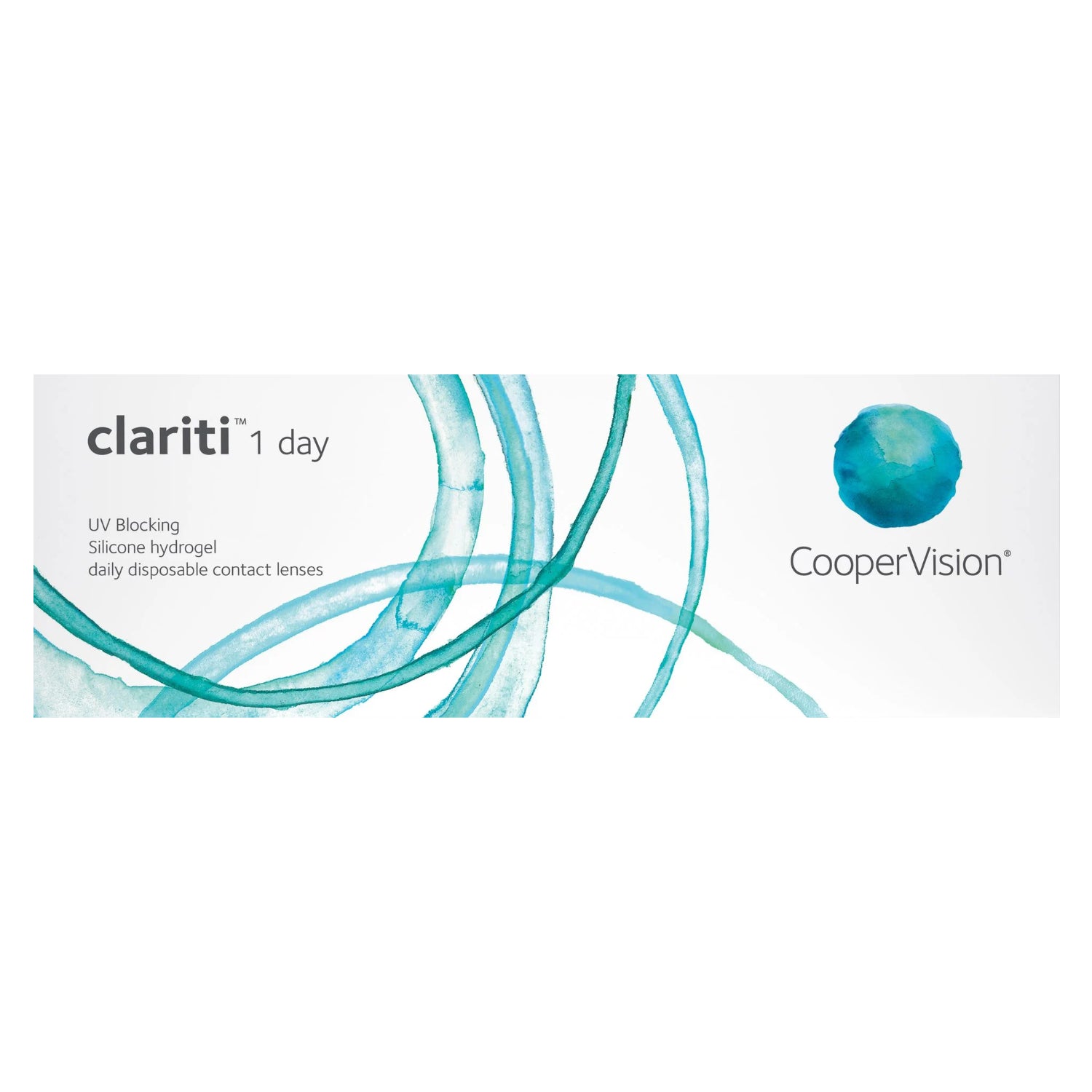 30 pack Coopervision Clariti 1 day box of contact lenses on white background