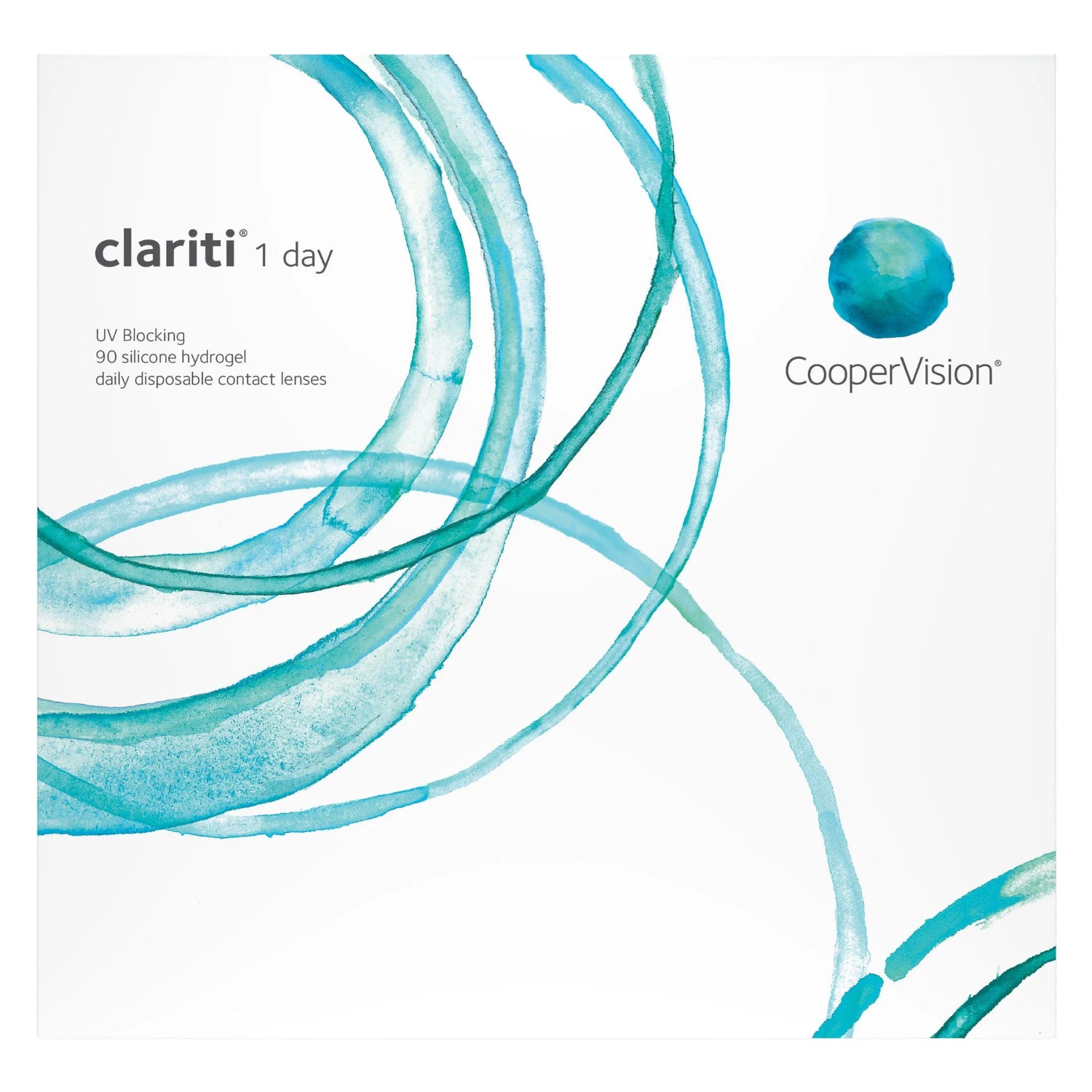 Coopervision Clariti 1 day box of contact lenses on white background