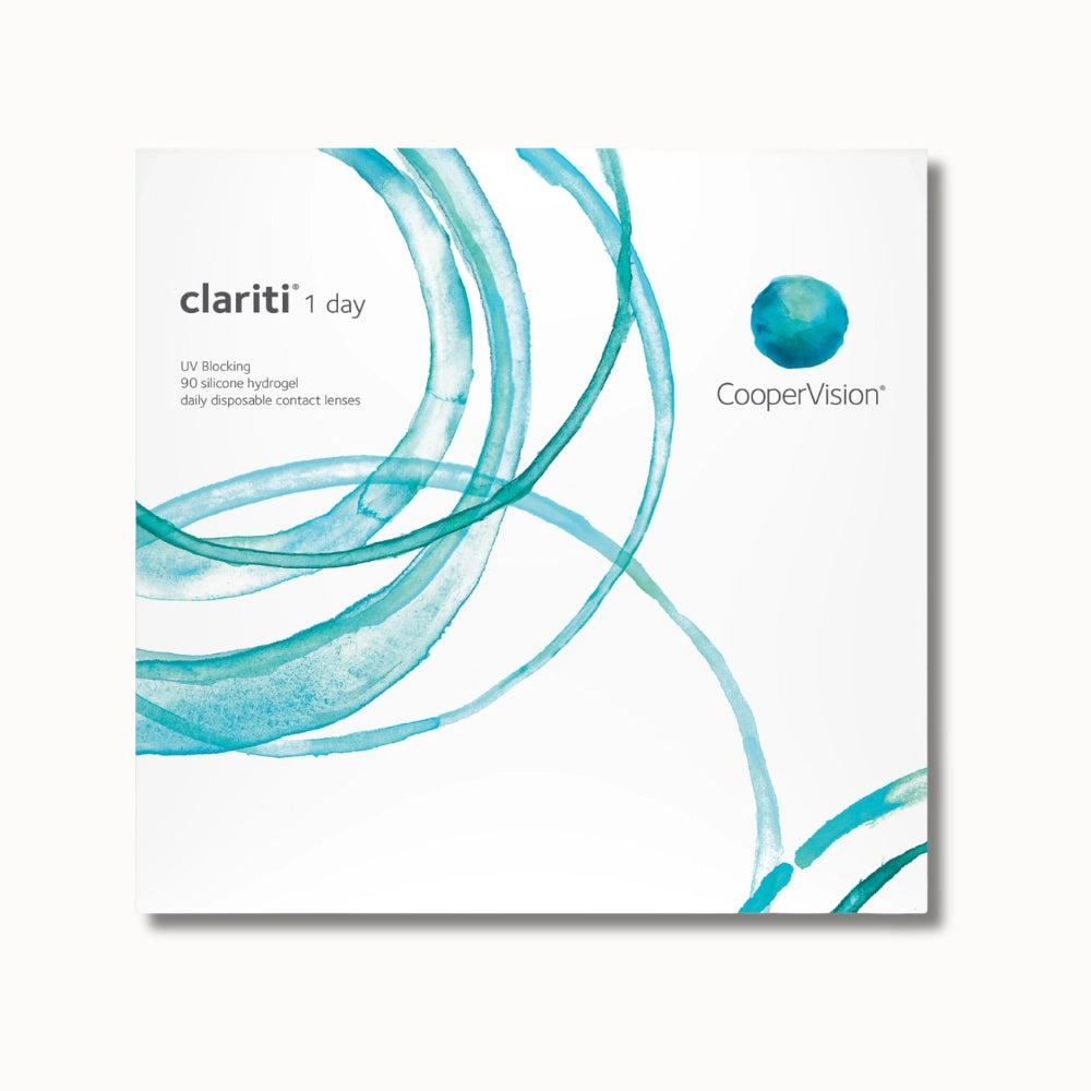 Coopervision Clariti 1 day box of contact lenses on white background