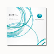 Coopervision Clariti 1 day box of contact lenses on white background