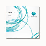 Coopervision Clariti 1 day toric contact lens box on white background