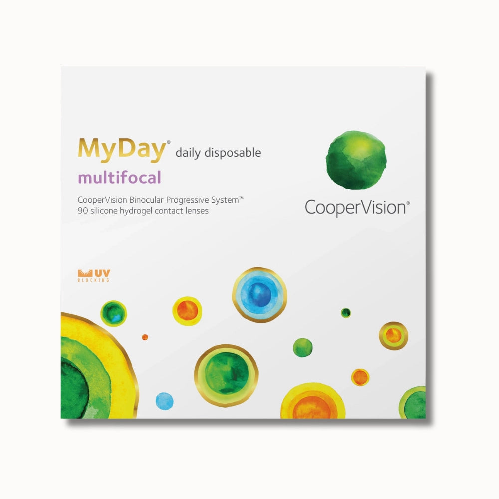 CooperVision MyDay multifocal contact lens box on white background