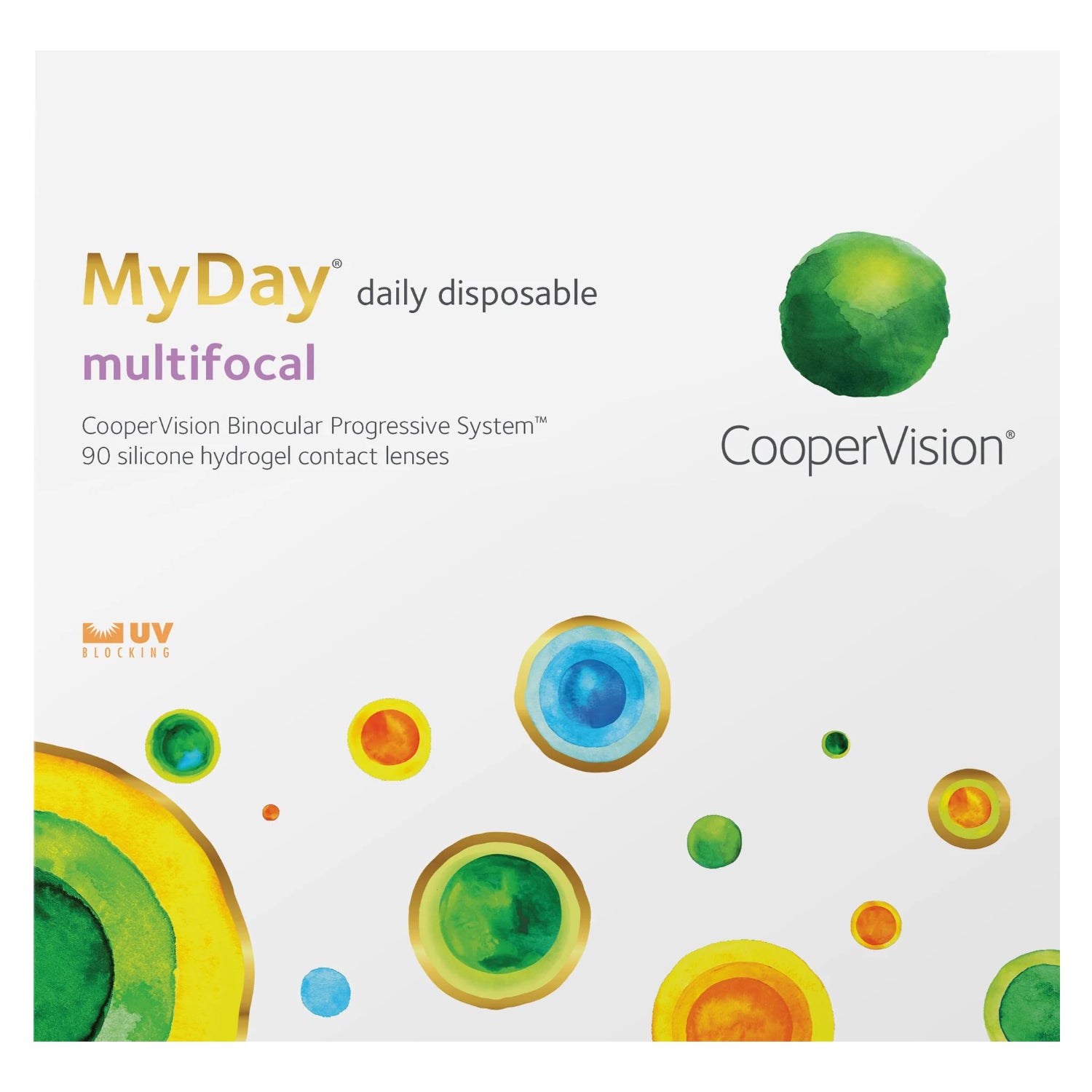 CooperVision MyDay multifocal contact lens box on white background