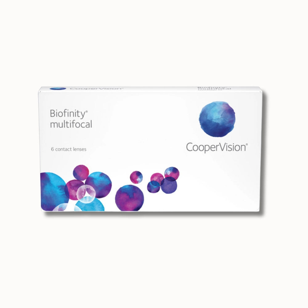 CooperVision Biofinity multifocal contact lenses packaging on a white background