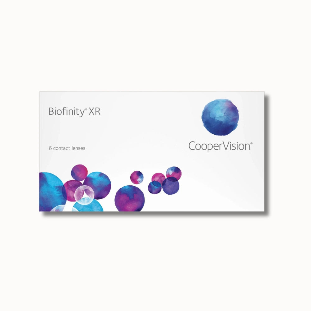 CooperVision Biofinity XR contact lenses packaging on a white background