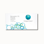 CooperVision Biomedics 55 premier contact lens box on white background
