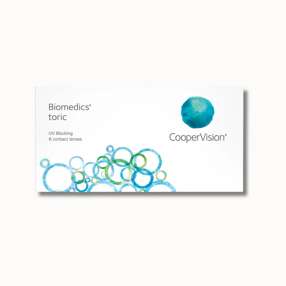 CooperVision Biomedics toric contact lenses packaging on a white background