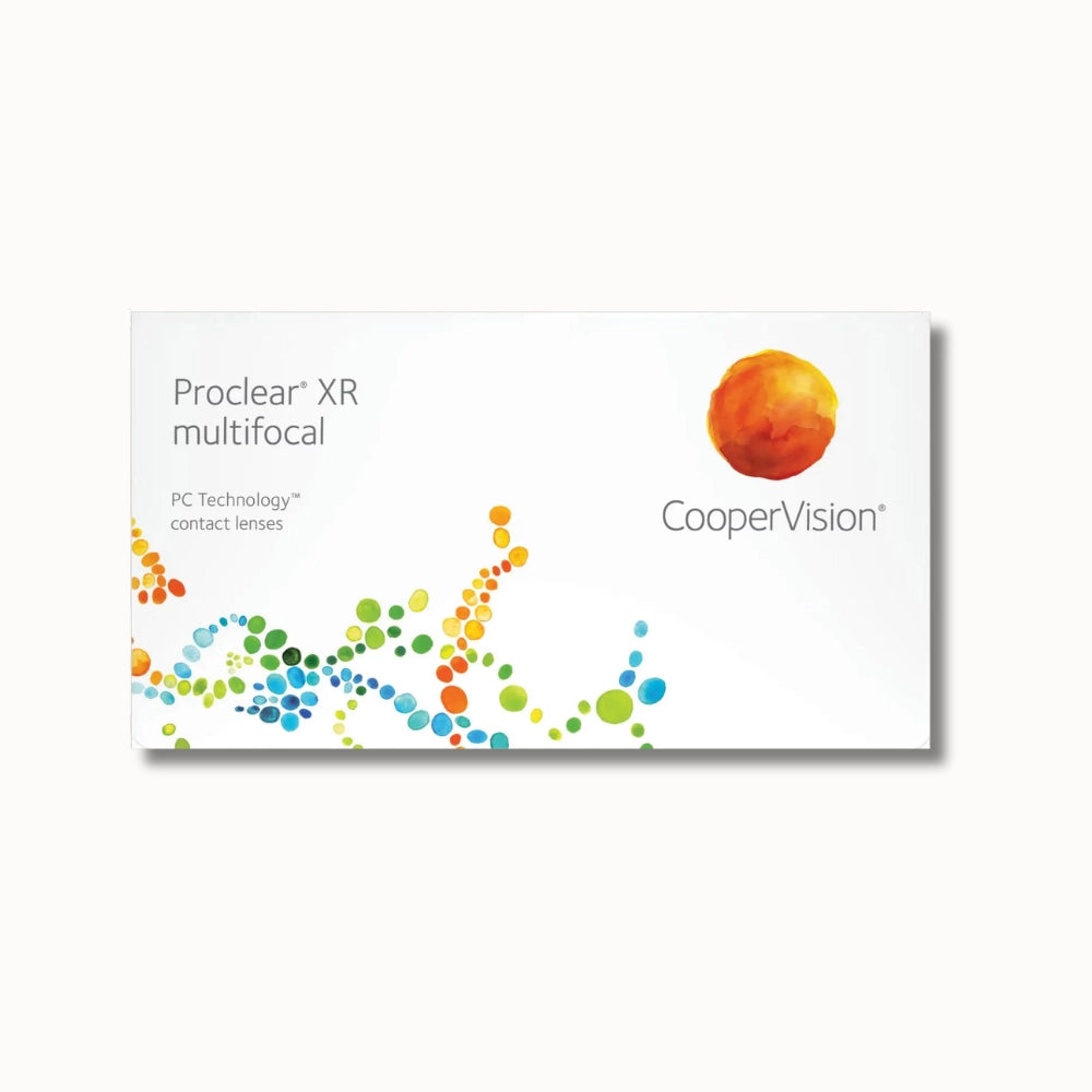 Proclear xr multifocal contacts by CooperVision on white background