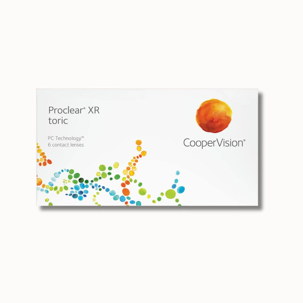 CooperVision Proclear XR toric contact lenses packaging on a white background