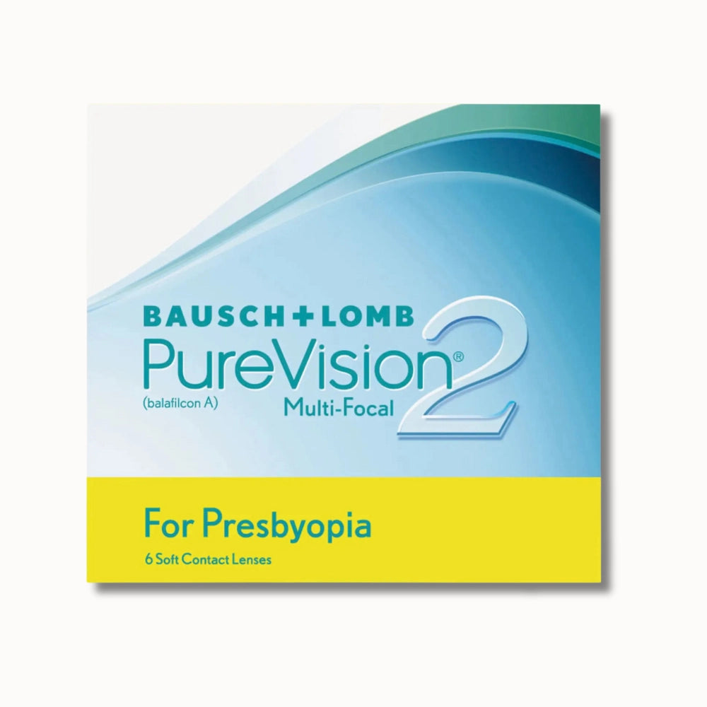 Bausch & Lomb PureVision 2 Multi-Focal contact lenses packaging on a white background